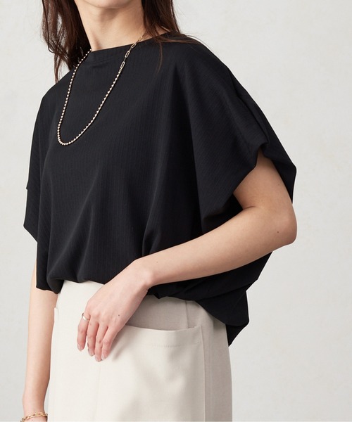 Chez toi（シェトワ）の「ショルダータックランダムリブプルオーバー（Tシャツ/カットソー・レディース・ブラック/オフホワイト/ブルー/イエロー・FREE）」の2枚目の写真
