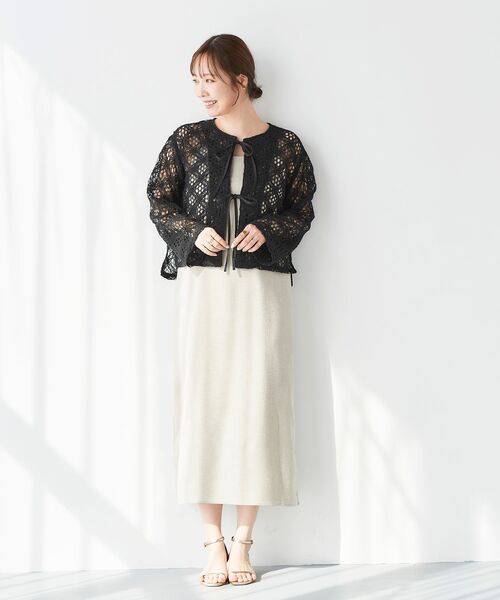 le.coeur blanc(ルクールブラン)の「リネンライクキャミワンピース(ワンピース・レディース・チャコールグレー/ベージュ・38)」の4枚目の写真