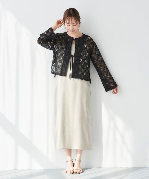 le.coeur blanc(ルクールブラン)の「リネンライクキャミワンピース(ワンピース・レディース・チャコールグレー/ベージュ・38)」の5枚目の写真