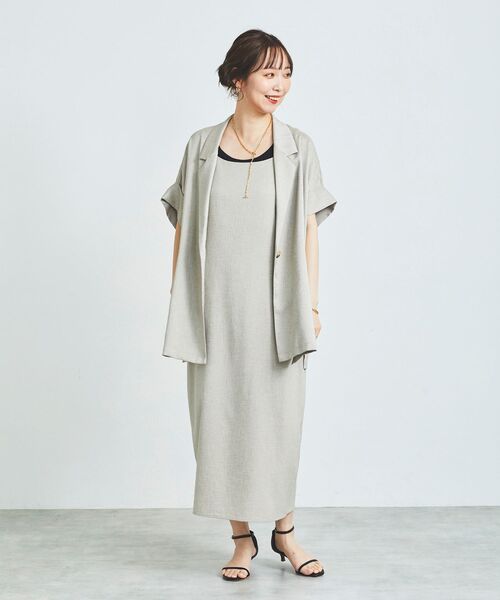 le.coeur blanc(ルクールブラン)の「リネンライクキャミワンピース(ワンピース・レディース・チャコールグレー/ベージュ・38)」の6枚目の写真