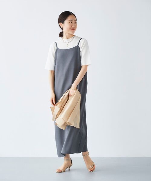 le.coeur blanc(ルクールブラン)の「リネンライクキャミワンピース(ワンピース・レディース・チャコールグレー/ベージュ・38)」の8枚目の写真