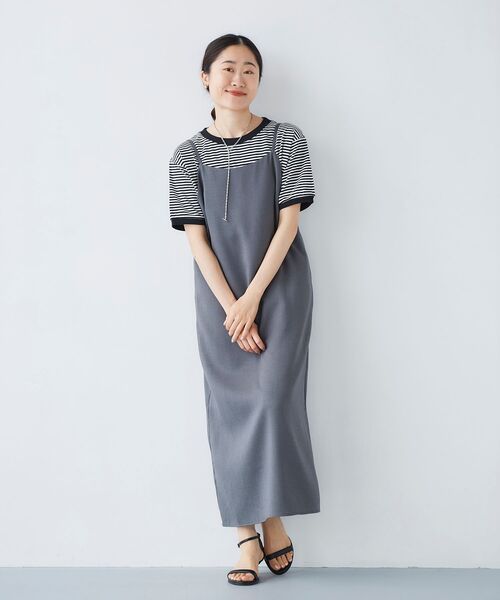 le.coeur blanc(ルクールブラン)の「リネンライクキャミワンピース(ワンピース・レディース・チャコールグレー/ベージュ・38)」の9枚目の写真