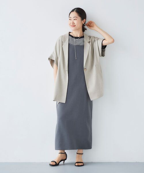 le.coeur blanc(ルクールブラン)の「リネンライクキャミワンピース(ワンピース・レディース・チャコールグレー/ベージュ・38)」の10枚目の写真
