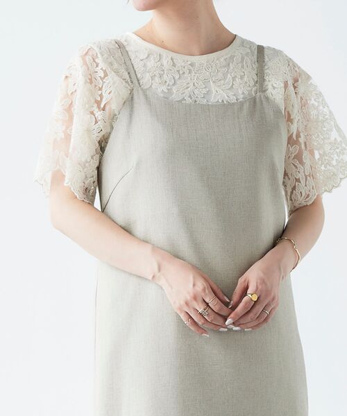 le.coeur blanc(ルクールブラン)の「リネンライクキャミワンピース(ワンピース・レディース・チャコールグレー/ベージュ・38)」の14枚目の写真