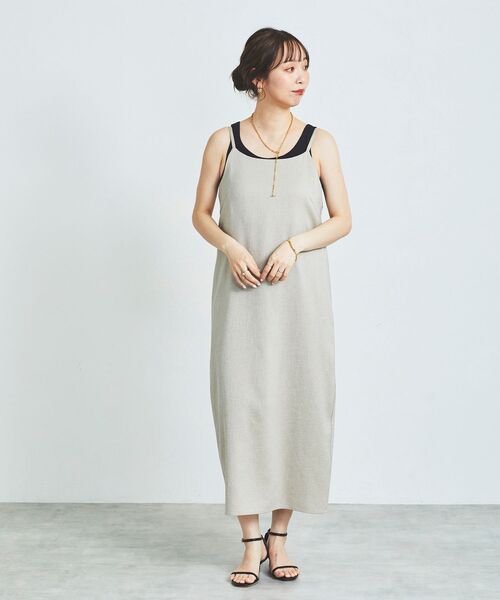 le.coeur blanc(ルクールブラン)の「リネンライクキャミワンピース(ワンピース・レディース・チャコールグレー/ベージュ・38)」の18枚目の写真