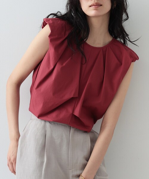 GALLEST（ギャレスト）の「◆タックフレンチスリーブブラウス（シャツ/ブラウス・レディース・ボルドー/ホワイト/ブラック・38）」の3枚目の写真