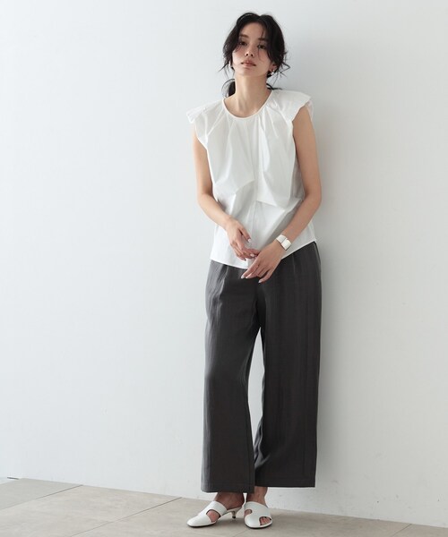 GALLEST（ギャレスト）の「◆タックフレンチスリーブブラウス（シャツ/ブラウス・レディース・ボルドー/ホワイト/ブラック・38）」の4枚目の写真