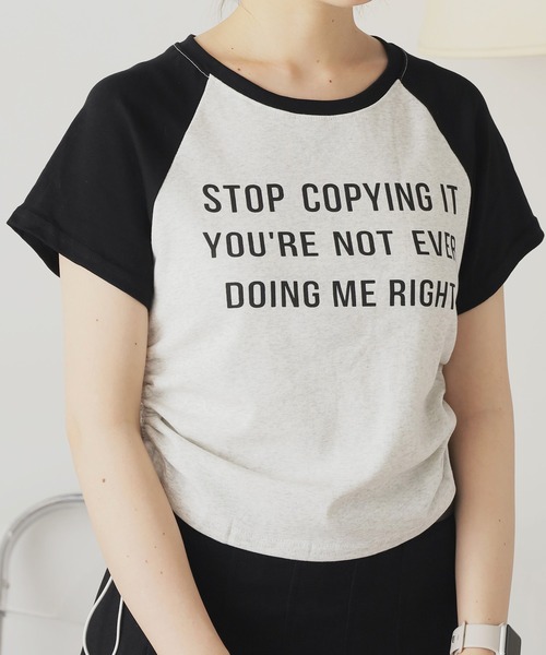 ROOPTOKYO(ループトウキョウ)の「サイドギャザーリンガー半袖Tシャツ(Tシャツ/カットソー・レディース・ブラック/ネイビー・FREE)」の13枚目の写真