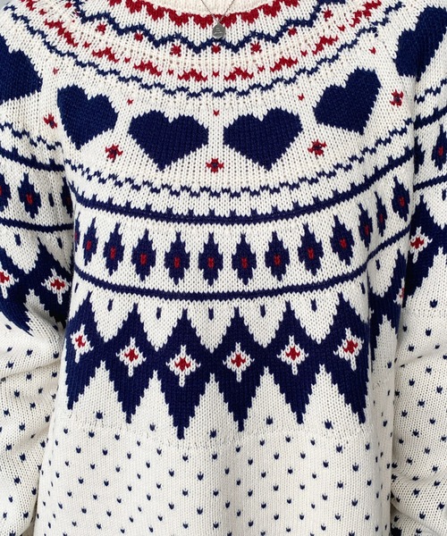 NKNT ハート柄 長袖ニットセーター nknit ♡ knit ライン ハート ニット ハート柄 - メルカリ