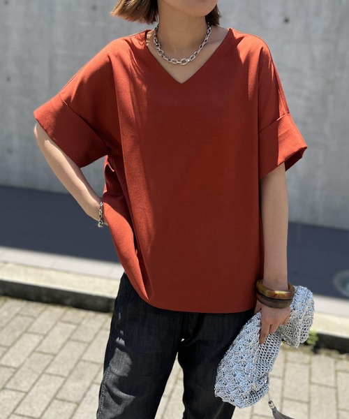 un dix cors(アンディコール)の「《二の腕・お腹カバー・リバイバルアイテム》ニュアンススリーブブラウス(シャツ/ブラウス・レディース・ブラック/レッド/オフホワイト/ピンク・FREE)」の4枚目の写真