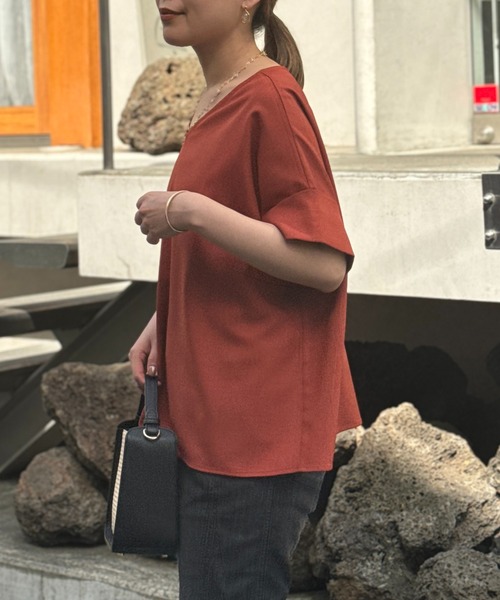 un dix cors(アンディコール)の「《二の腕・お腹カバー・リバイバルアイテム》ニュアンススリーブブラウス(シャツ/ブラウス・レディース・ブラック/レッド/オフホワイト/ピンク・FREE)」の9枚目の写真