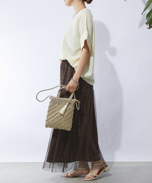 un dix cors(アンディコール)の「《二の腕・お腹カバー・リバイバルアイテム》ニュアンススリーブブラウス(シャツ/ブラウス・レディース・ブラック/レッド/オフホワイト/ピンク・FREE)」の14枚目の写真