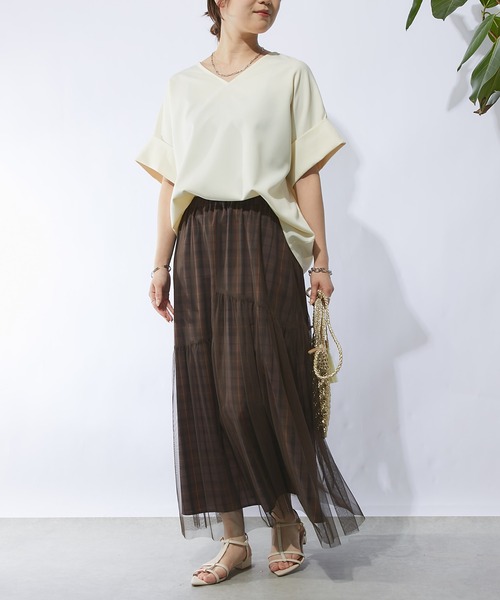 un dix cors(アンディコール)の「《二の腕・お腹カバー・リバイバルアイテム》ニュアンススリーブブラウス(シャツ/ブラウス・レディース・ブラック/レッド/オフホワイト/ピンク・FREE)」の16枚目の写真