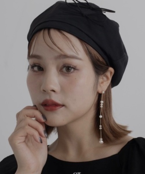 JUMELLE（ジュメロ）の「ribbon beret（ハンチング/ベレー帽・レディース・ブラック/アイボリー・FREE）」の2枚目の写真