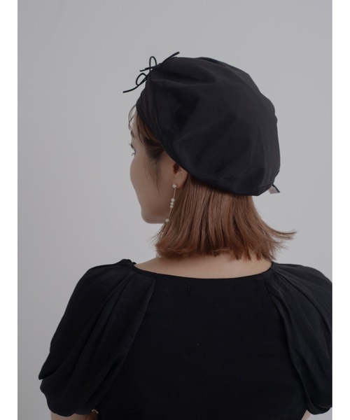 JUMELLE（ジュメロ）の「ribbon beret（ハンチング/ベレー帽・レディース・ブラック/アイボリー・FREE）」の4枚目の写真
