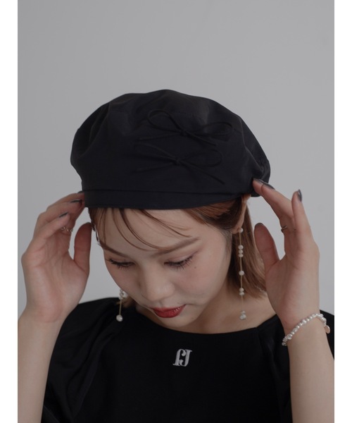 JUMELLE（ジュメロ）の「ribbon beret（ハンチング/ベレー帽・レディース・ブラック/アイボリー・FREE）」の5枚目の写真