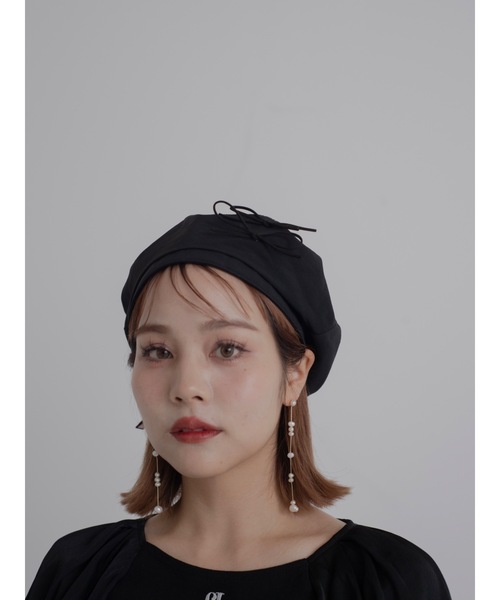 JUMELLE（ジュメロ）の「ribbon beret（ハンチング/ベレー帽・レディース・ブラック/アイボリー・FREE）」の6枚目の写真