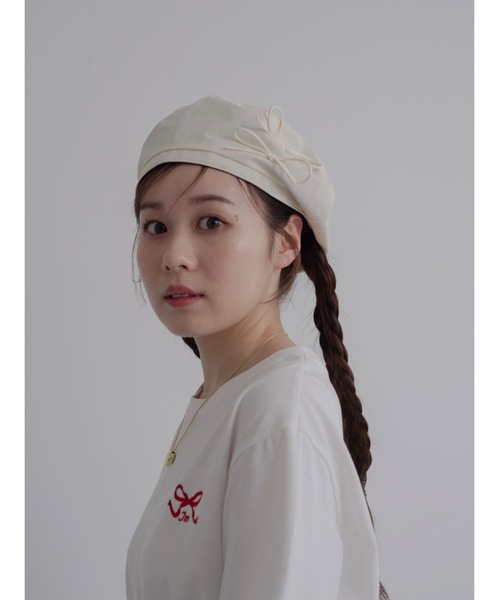JUMELLE（ジュメロ）の「ribbon beret（ハンチング/ベレー帽・レディース・ブラック/アイボリー・FREE）」の12枚目の写真