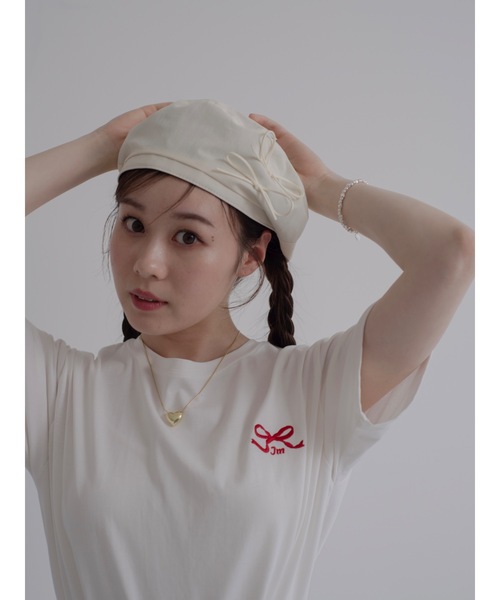 JUMELLE（ジュメロ）の「ribbon beret（ハンチング/ベレー帽・レディース・ブラック/アイボリー・FREE）」の14枚目の写真