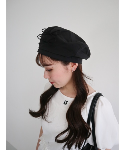 JUMELLE（ジュメロ）の「ribbon beret（ハンチング/ベレー帽・レディース・ブラック/アイボリー・FREE）」の22枚目の写真