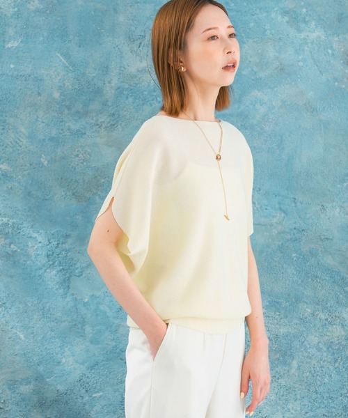 URBAN RESEARCH ROSSO WOMEN（アーバンリサーチ　ロッソ）の「ボートネックガータープルオーバー（ニット/セーター・レディース・ブルー/オフホワイト/ブラック・FREE）」の5枚目の写真