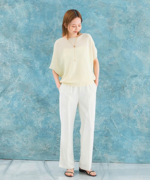 URBAN RESEARCH ROSSO WOMEN（アーバンリサーチ　ロッソ）の「ボートネックガータープルオーバー（ニット/セーター・レディース・ブルー/オフホワイト/ブラック・FREE）」の6枚目の写真