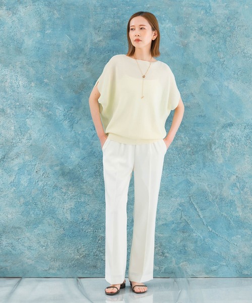 URBAN RESEARCH ROSSO WOMEN（アーバンリサーチ　ロッソ）の「ボートネックガータープルオーバー（ニット/セーター・レディース・ブルー/オフホワイト/ブラック・FREE）」の7枚目の写真