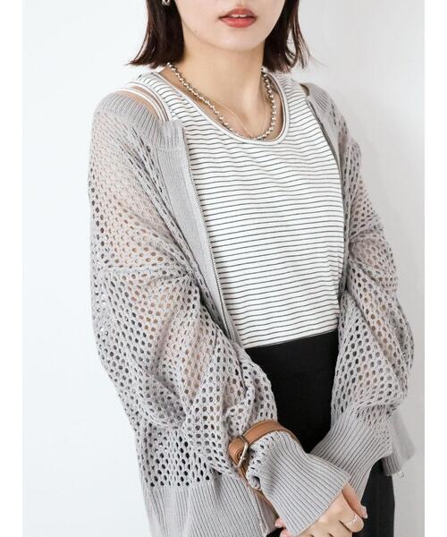 あ*ょ様 Kapital かぎ編みカーディガン グレー系 メッシュ編み