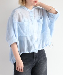 バンドカラードルマンスリーブドロストシャツ