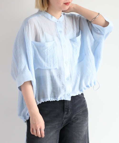 セール】バンドカラードルマンスリーブドロストシャツ（シャツ