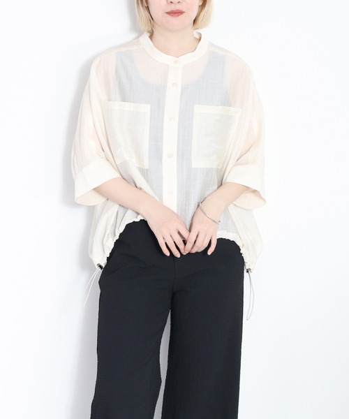cepo(セポ)の「バンドカラードルマンスリーブドロストシャツ(シャツ/ブラウス・レディース・オフホワイト/ライム/ブラック/サックスブルー・M)」の21枚目の写真