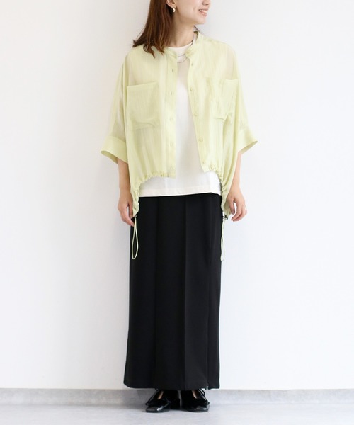 cepo(セポ)の「バンドカラードルマンスリーブドロストシャツ(シャツ/ブラウス・レディース・オフホワイト/ライム/ブラック/サックスブルー・M)」の5枚目の写真
