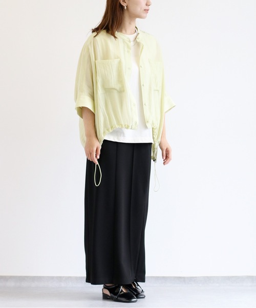 cepo(セポ)の「バンドカラードルマンスリーブドロストシャツ(シャツ/ブラウス・レディース・オフホワイト/ライム/ブラック/サックスブルー・M)」の7枚目の写真