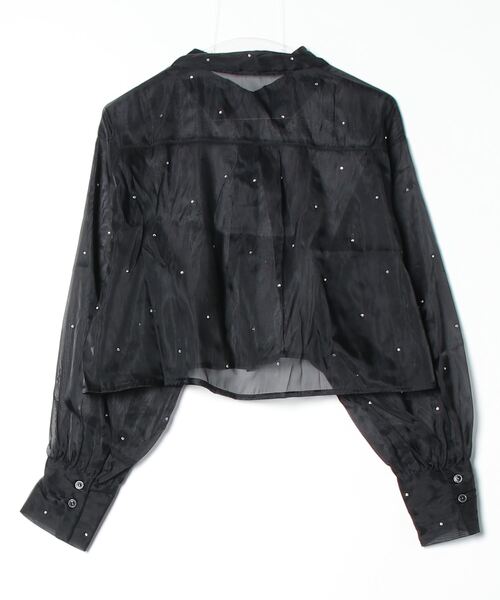 PHILLY（フィリー）の「【PHILLY】ビジューポイントシアーシャツ（シャツ/ブラウス・レディース・ブラック/ブルー/ホワイト・FREE）」の12枚目の写真