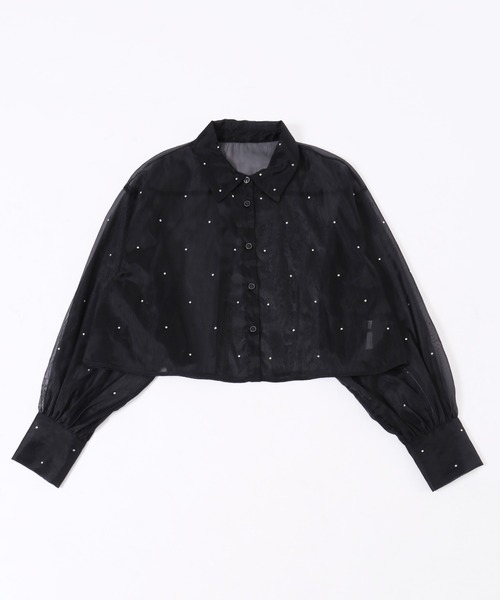 PHILLY（フィリー）の「【PHILLY】ビジューポイントシアーシャツ（シャツ/ブラウス・レディース・ブラック/ブルー/ホワイト・FREE）」の7枚目の写真