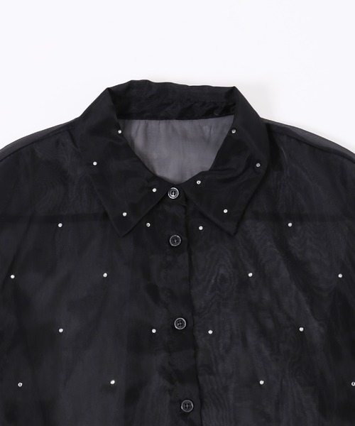 PHILLY（フィリー）の「【PHILLY】ビジューポイントシアーシャツ（シャツ/ブラウス・レディース・ブラック/ブルー/ホワイト・FREE）」の8枚目の写真