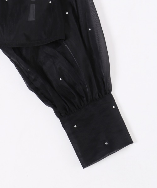 PHILLY（フィリー）の「【PHILLY】ビジューポイントシアーシャツ（シャツ/ブラウス・レディース・ブラック/ブルー/ホワイト・FREE）」の9枚目の写真