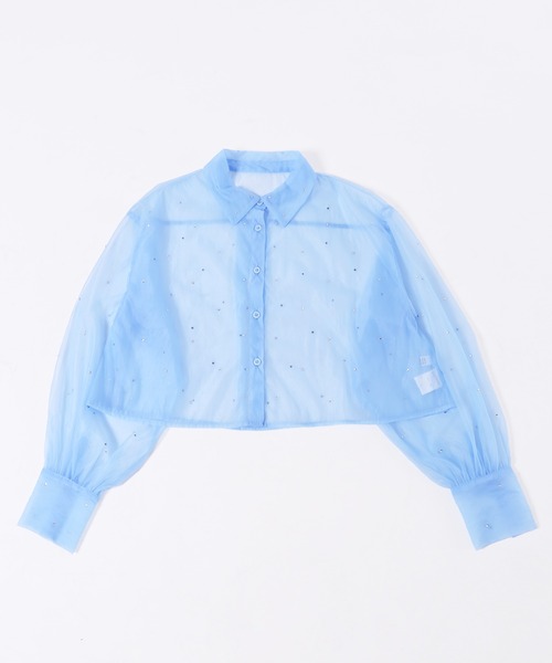 PHILLY（フィリー）の「【PHILLY】ビジューポイントシアーシャツ（シャツ/ブラウス・レディース・ブラック/ブルー/ホワイト・FREE）」の18枚目の写真