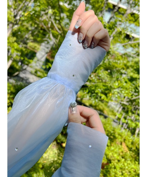 PHILLY（フィリー）の「【PHILLY】ビジューポイントシアーシャツ（シャツ/ブラウス・レディース・ブラック/ブルー/ホワイト・FREE）」の15枚目の写真