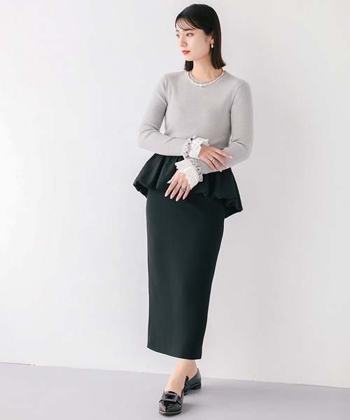 Fit more(フィットモア)の「【ZOZO限定商品】レースフレアスリーブリブニット(ニット/セーター・レディース・ピンク/アイボリー/ブラック/グレー・FREE)」の8枚目の写真