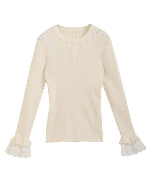 Fit more(フィットモア)の「【ZOZO限定商品】レースフレアスリーブリブニット(ニット/セーター・レディース・ピンク/アイボリー/ブラック/グレー・FREE)」の22枚目の写真