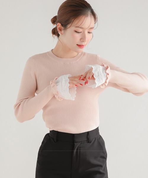 レースフレアリブニット 新品【JUDY】ジュディ レース切り替え