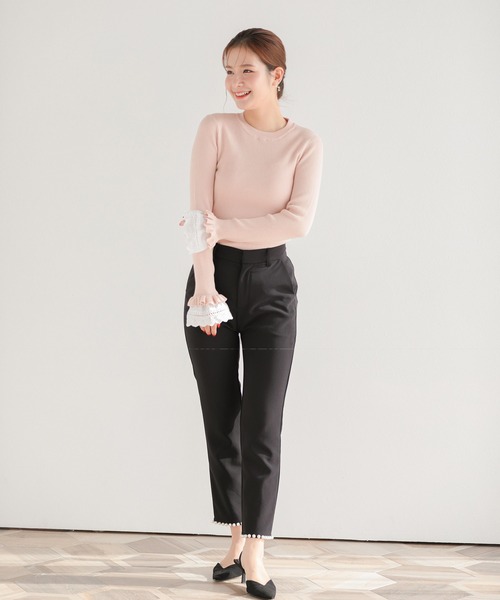 Fit more(フィットモア)の「【ZOZO限定商品】レースフレアスリーブリブニット(ニット/セーター・レディース・ピンク/アイボリー/ブラック/グレー・FREE)」の14枚目の写真