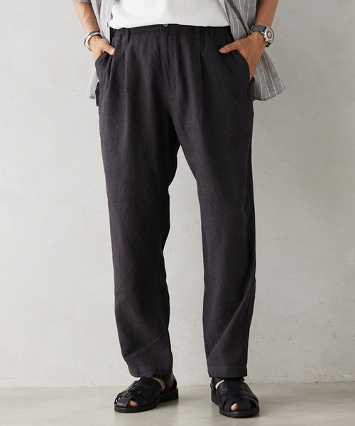 JOURNAL STANDARD relume（ジャーナルスタンダード　レリューム）の「European Flax / ヨーロピアンフラックス リネンイージースラックス（スラックス・メンズ・ナチュラル/ブラック系その他/コバルトブルー・LARGE/MEDIUM）」の2枚目の写真