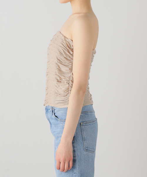 IENA(イエナ)の「Raspail/ラスパイユ SHIRRINNG TUBE TOP RB-203(チューブトップ・レディース・ベージュ・FREE)」の2枚目の写真