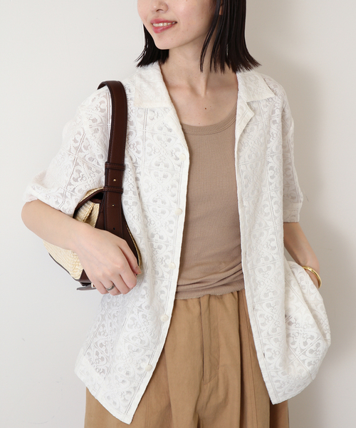 SLOBE IENA（スローブイエナ）の「レースハーフスリーブシャツ（シャツ
