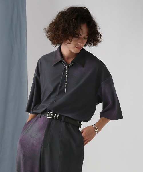 HARE（ハレ）の「【SET UP対応】プリーツブラーガラシャツ(HARE)（シャツ/ブラウス・メンズ・ブルー/ブラック・FREE）」の7枚目の写真