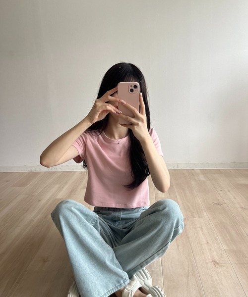 RiLi(リリ)の「カラーちびTシャツ【RL】(Tシャツ/カットソー・レディース・ホワイト/ピンク・FREE)」の4枚目の写真