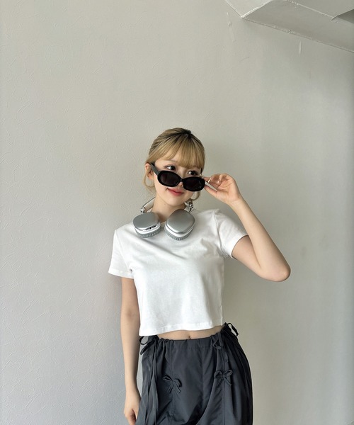 RiLi(リリ)の「カラーちびTシャツ【RL】(Tシャツ/カットソー・レディース・ホワイト/ピンク・FREE)」の3枚目の写真