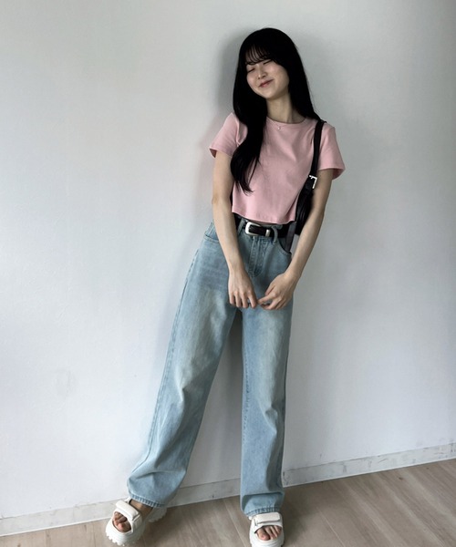 RiLi(リリ)の「カラーちびTシャツ【RL】(Tシャツ/カットソー・レディース・ホワイト/ピンク・FREE)」の8枚目の写真